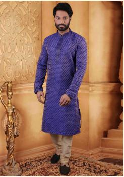 Ink Blue Color Silk Kurta Set